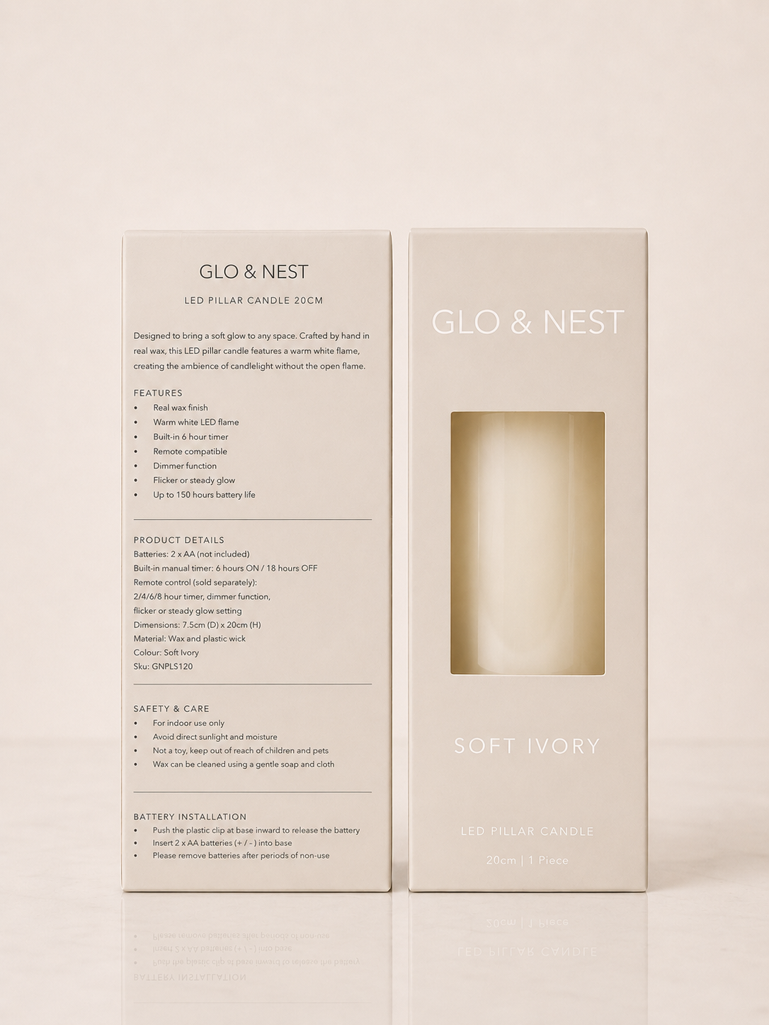 LED Pillar Candle 20cm – Soft Ivory | Real Wax LED Candle