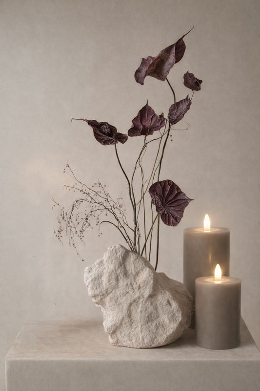 Warm Stone 15cm LED pillar candle – Glo & Nest, photo 2