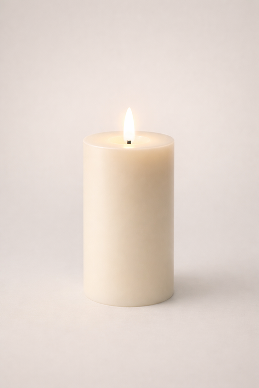Soft Ivory 15cm LED pillar candle – Glo & Nest, photo 2
