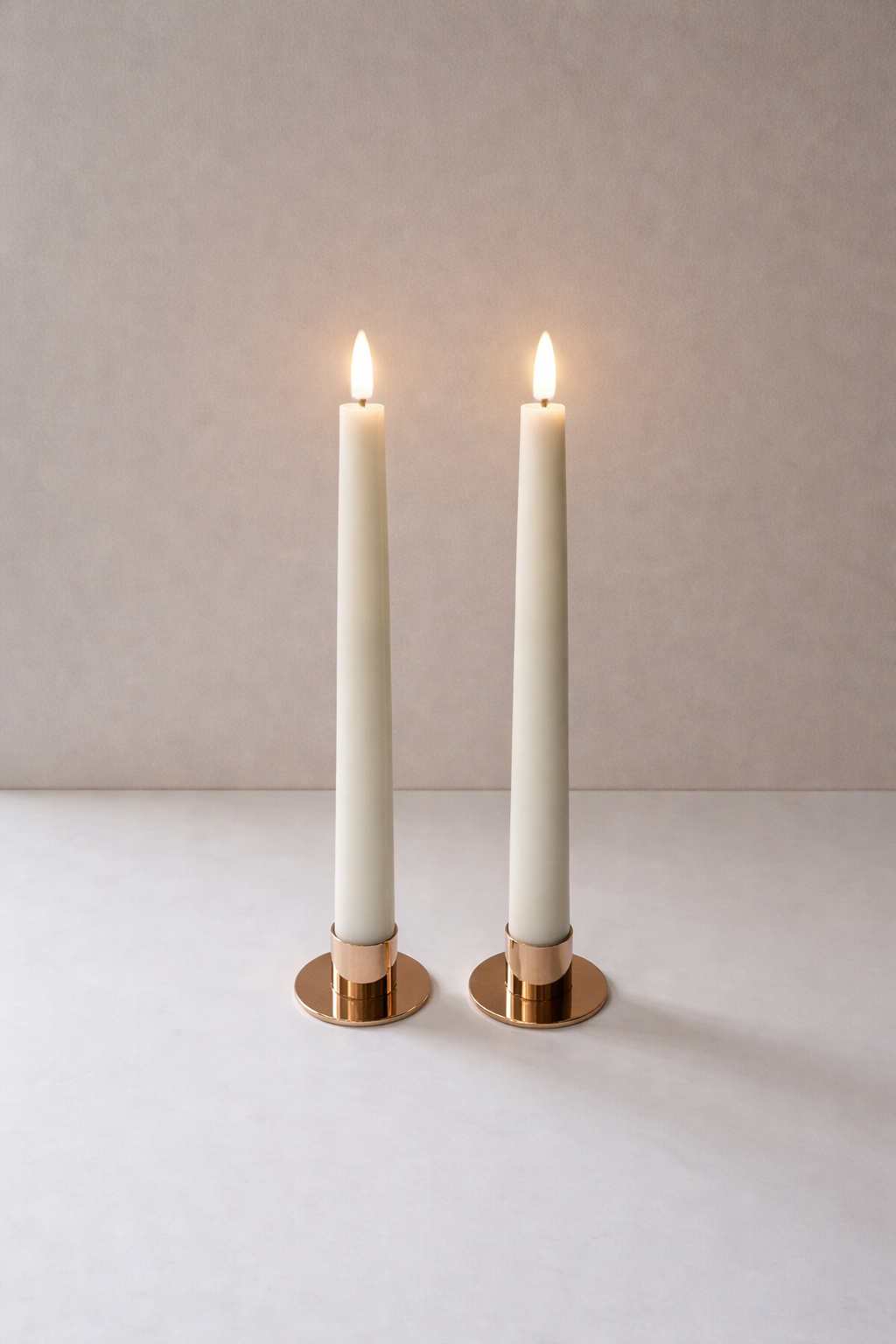 Set of 2 LED Taper Candles 21.5cm - Soft Ivory