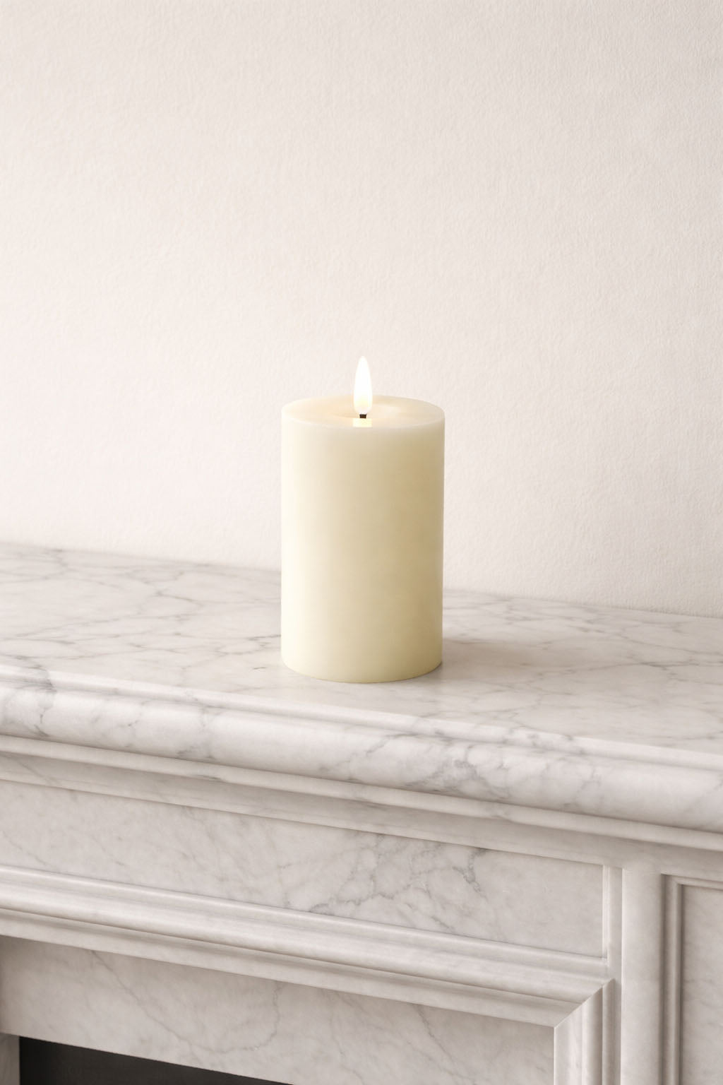GLO & NEST LED Pillar Candle 10cm – Soft Ivory
