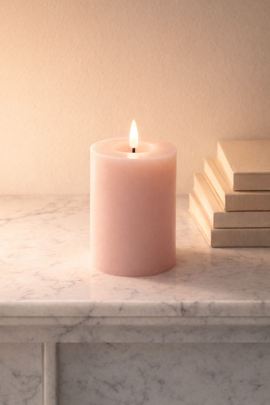 GLO & NEST LED Pillar Candle 10cm  – Powder Rose