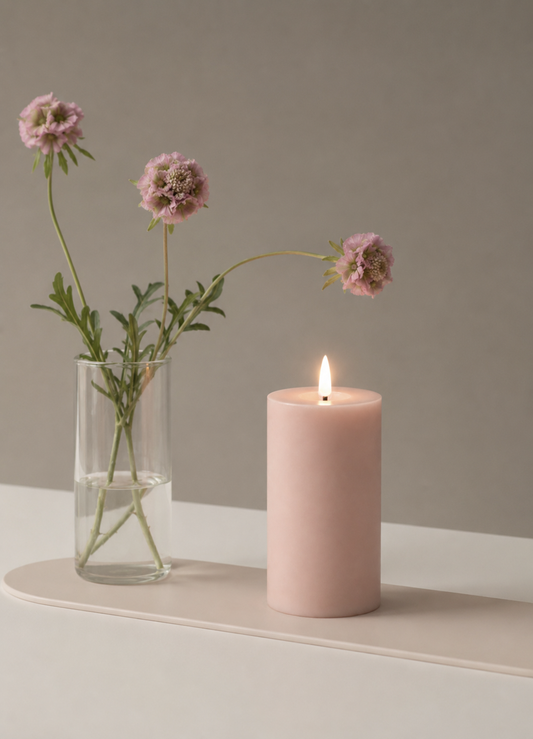 LED Pillar Candle 15cm – Powder Rose | Real Wax LED Candle