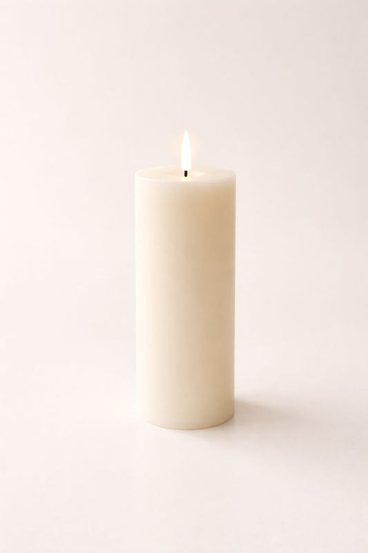 GLO & NEST LED Pillar Candle 20cm – Soft Ivory