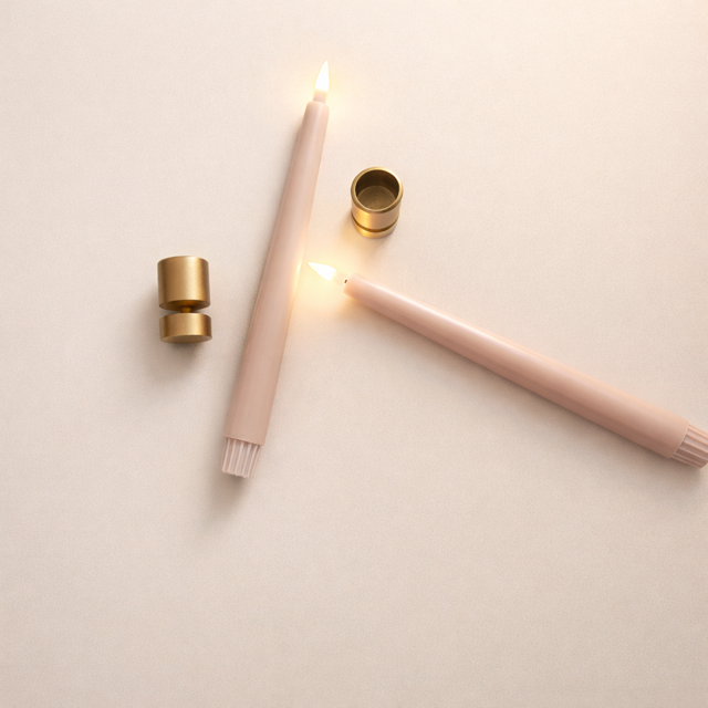 LED Taper Candles Set of 2 21.5cm – Powder Rose | Real Wax