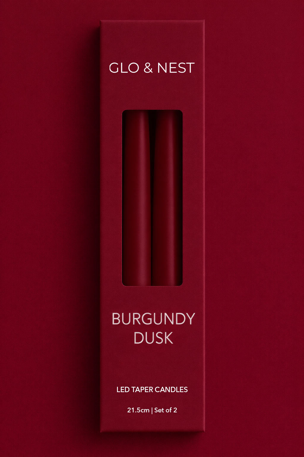Set of 2 LED Taper Candles - Burgundy Dusk