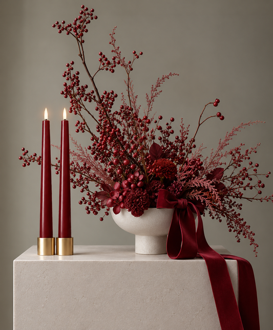Burgundy Dusk LED taper candles, set of 2, 21.5cm – Glo & Nest