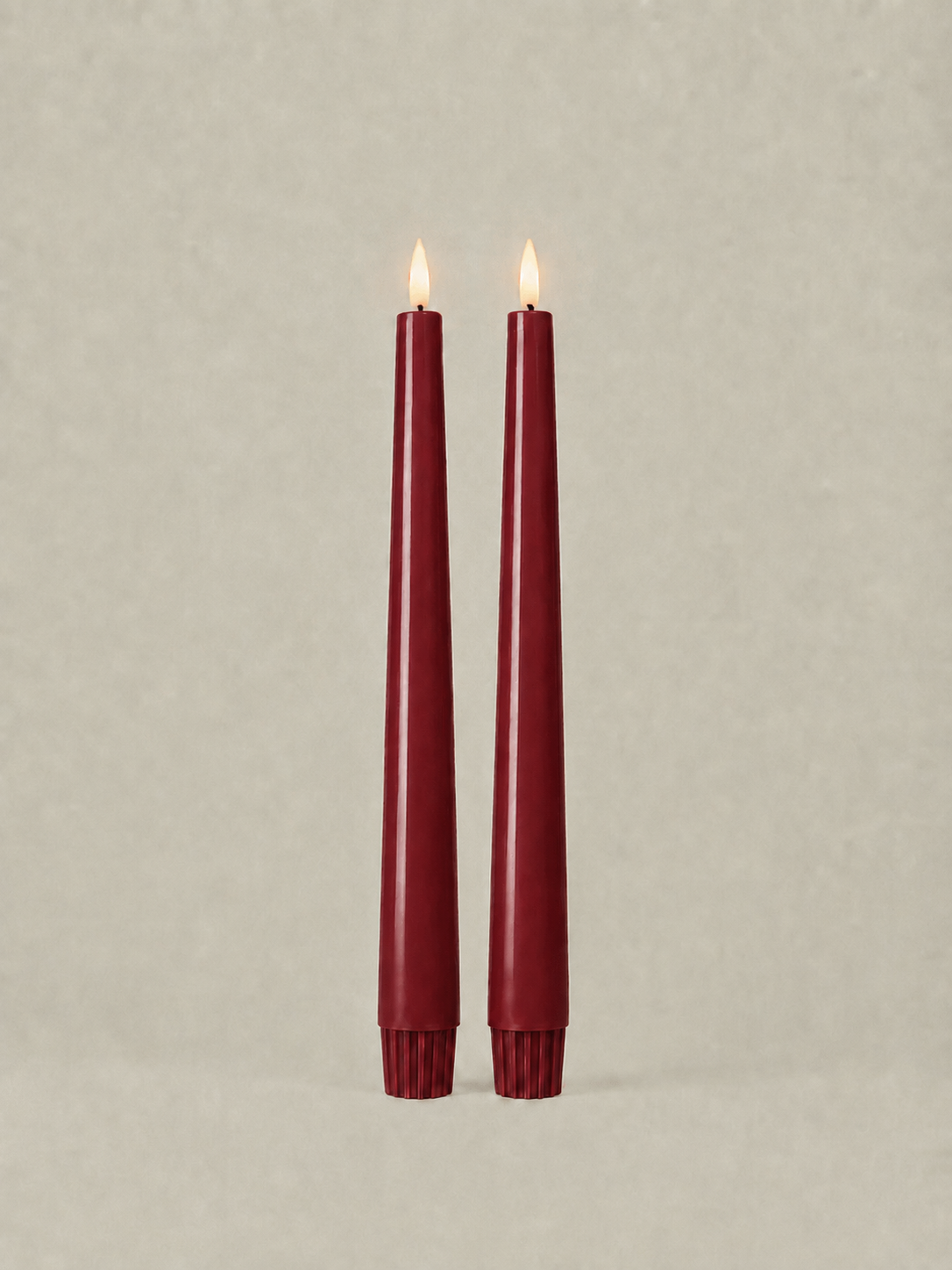 LED Taper Candles Set of 2 21.5cm – Burgundy Dusk | Real Wax