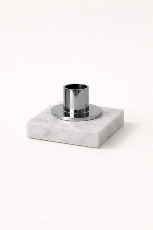 EIRA Polished Silver Taper Candle Holder