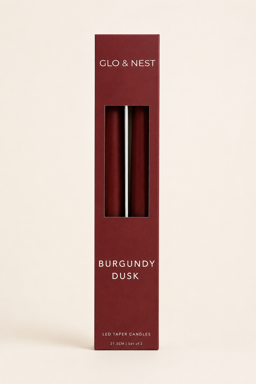 LED Taper Candles Set of 2 21.5cm – Burgundy Dusk | Real Wax