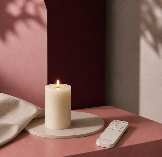 LED Pillar Candle 10cm – Soft Ivory | Real Wax LED Candle