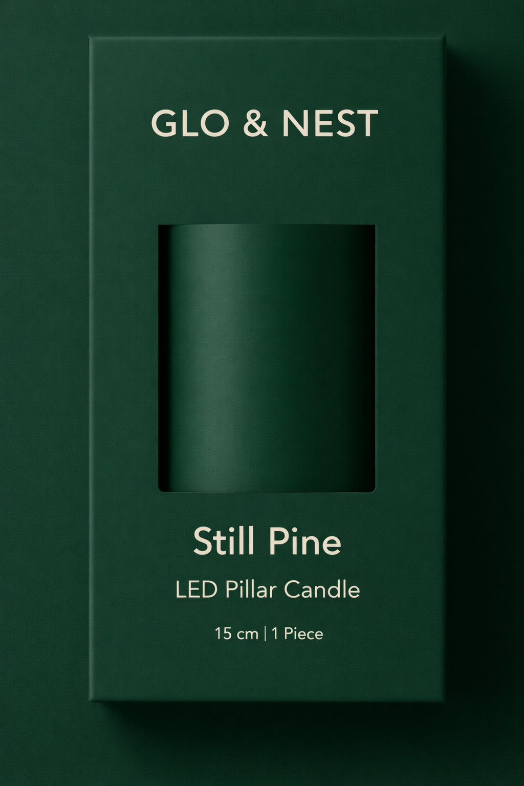GLO & NEST LED Pillar Candle 15cm  – Still Pine