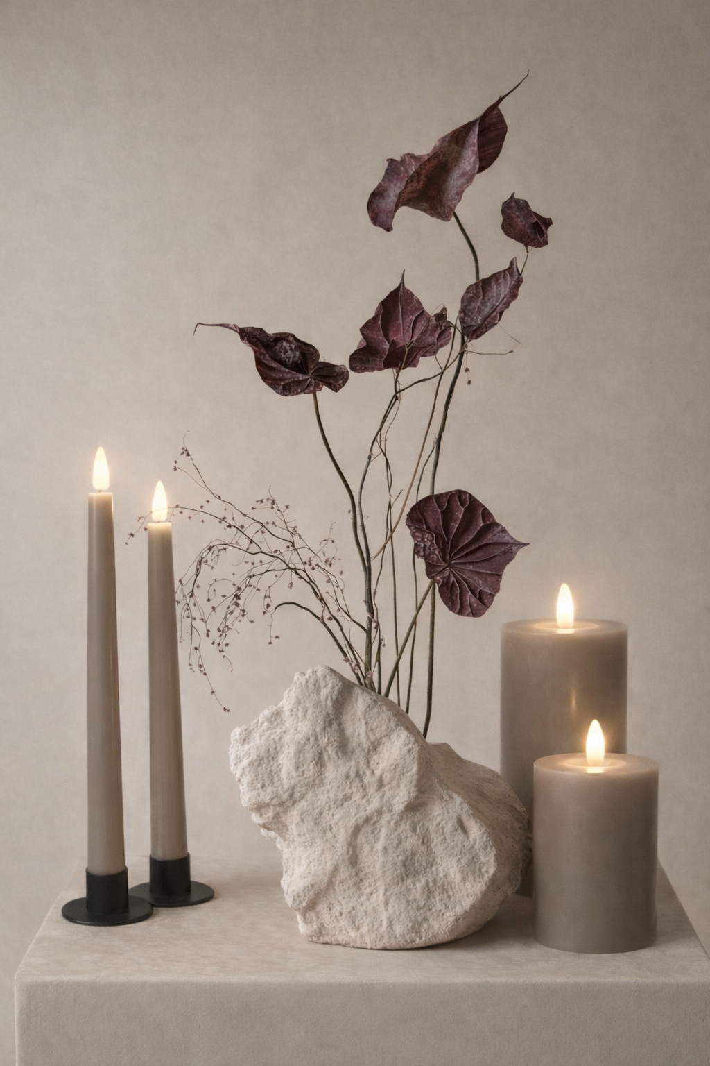 GLO & NEST LED Pillar Candle 10cm – Warm Stone