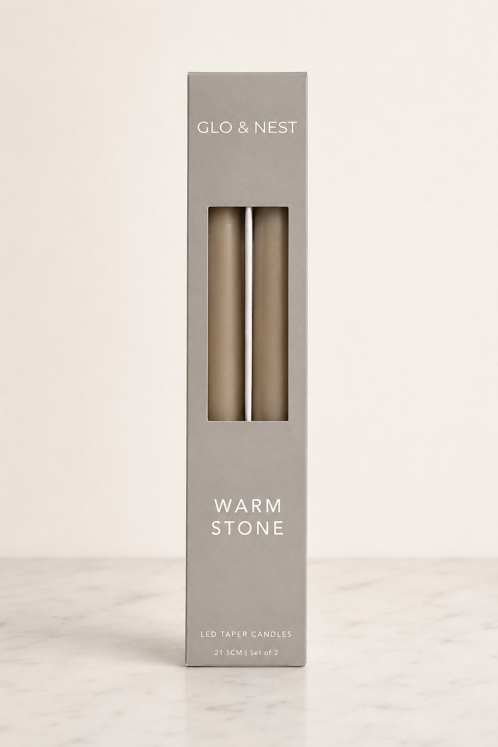 LED Taper Candles Set of 2 21.5cm – Warm Stone | Real Wax