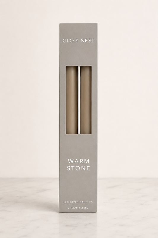 LED Taper Candles Set of 2 21.5cm – Warm Stone | Real Wax