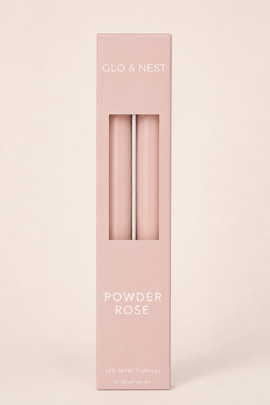 LED Taper Candles Set of 2 21.5cm – Powder Rose | Real Wax