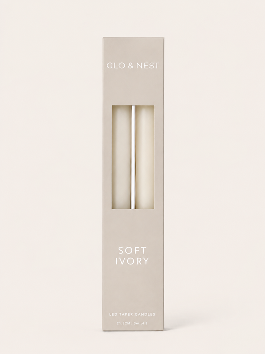 LED Taper Candles Set of 2 21.5cm – Soft Ivory | Real Wax