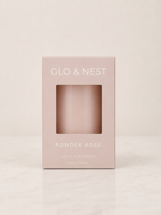 LED Pillar Candle 10cm – Powder Rose | Real Wax LED Candle