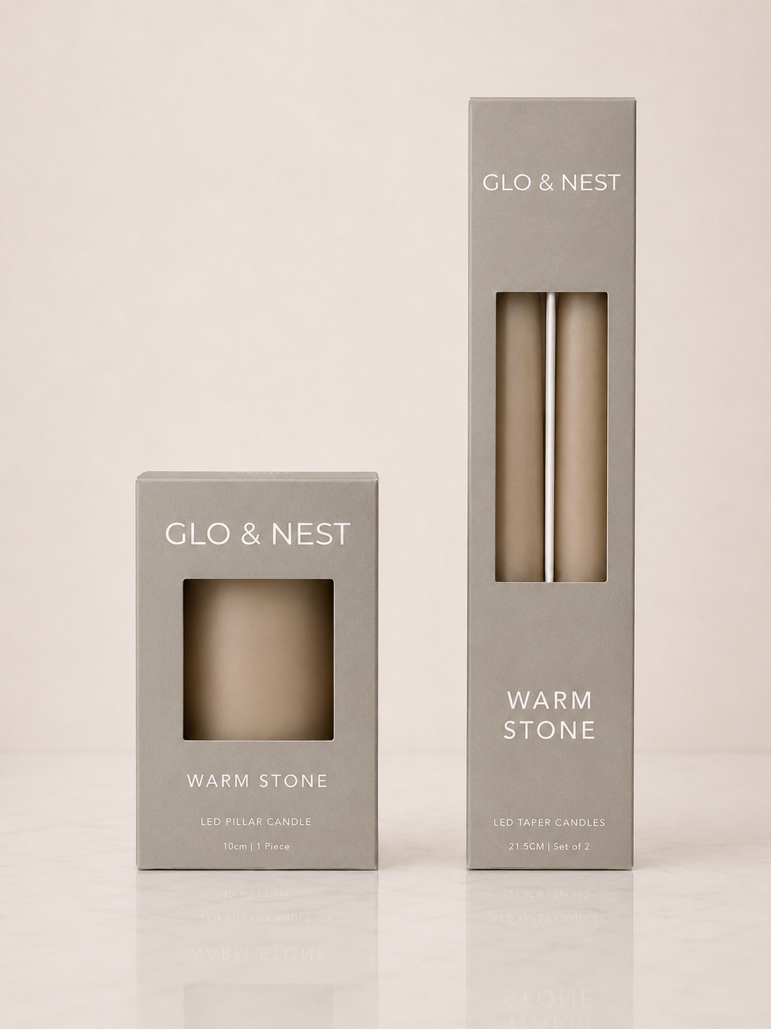 LED Pillar Candle 10cm – Warm Stone | Real Wax LED Candle