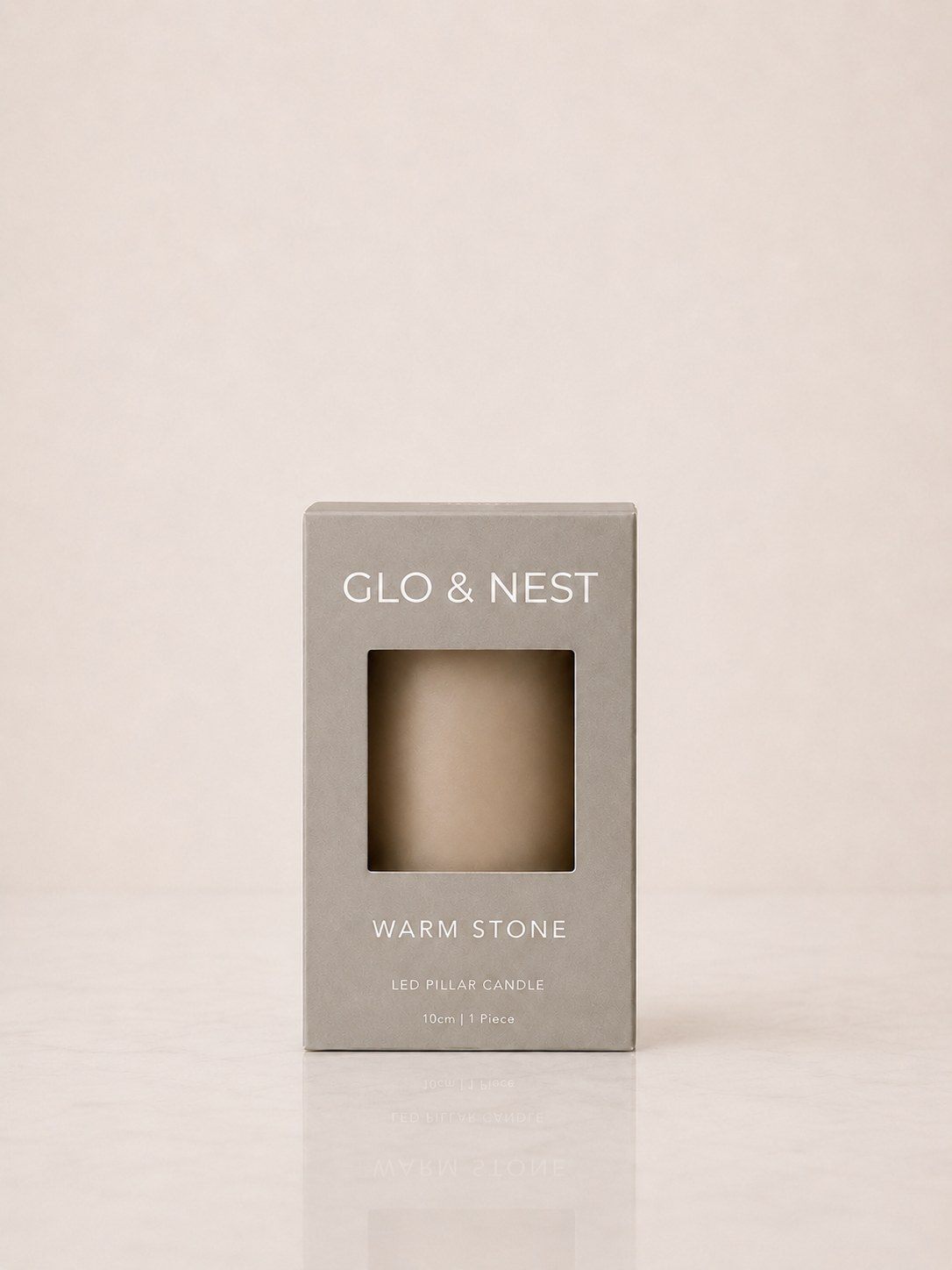 LED Pillar Candle 10cm – Warm Stone | Real Wax LED Candle