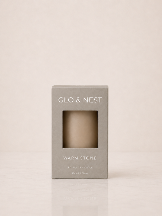 LED Pillar Candle 10cm – Warm Stone | Real Wax LED Candle