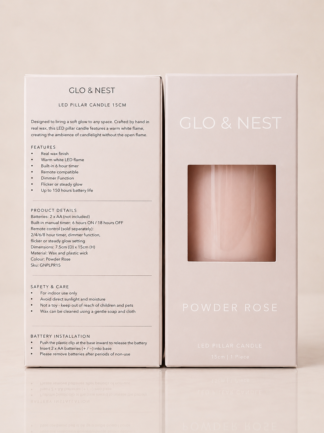 Limited offer LED Pillar Candle Set – Powder Rose | Real Wax LED Candle including remote control