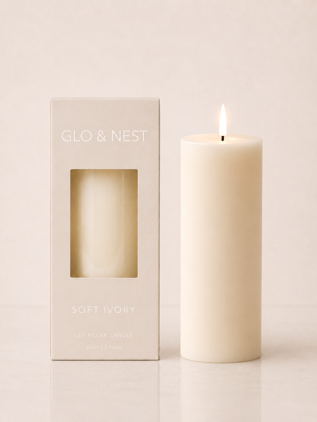 LED Pillar Candle 20cm – Soft Ivory | Real Wax LED Candle