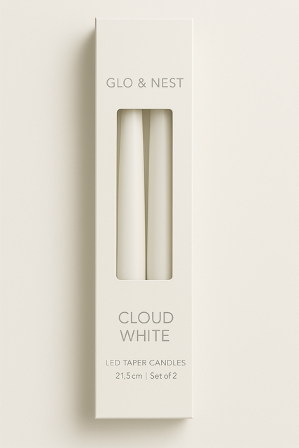 Set of 2 LED Taper Candles - Cloud White