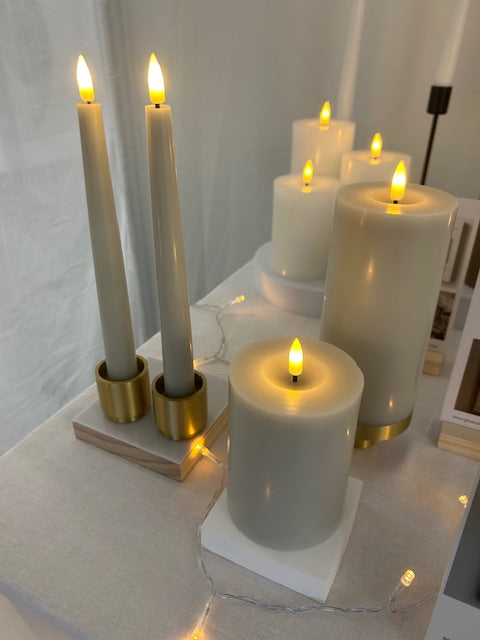 LED Taper Candles Set of 2 21.5cm – Pale Ash | Real Wax