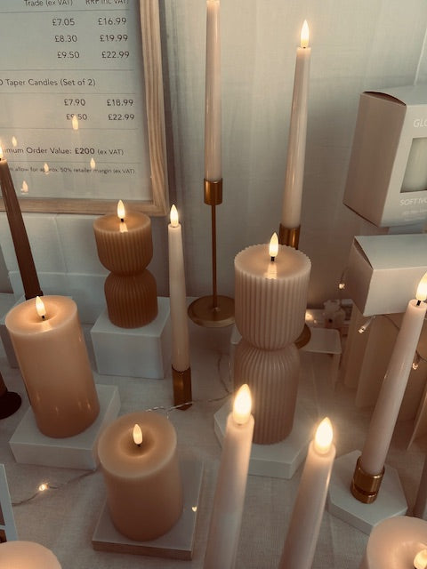 Set of 2 LED Taper Candles 21.5cm - Powder Rose