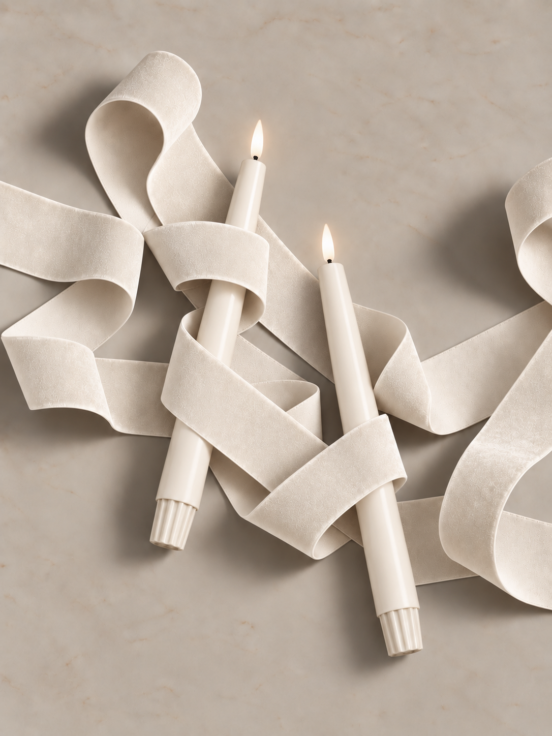Soft Ivory 21.5cm LED taper candles, set of 2 – Glo & Nest, photo 2