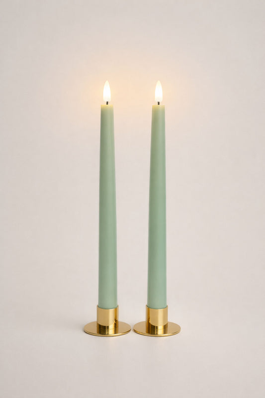 LED Taper Candles Set of 2 21.5cm – Sage Whisper | Real Wax