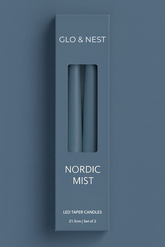 Set of 2 LED Taper Candles - Nordic Mist