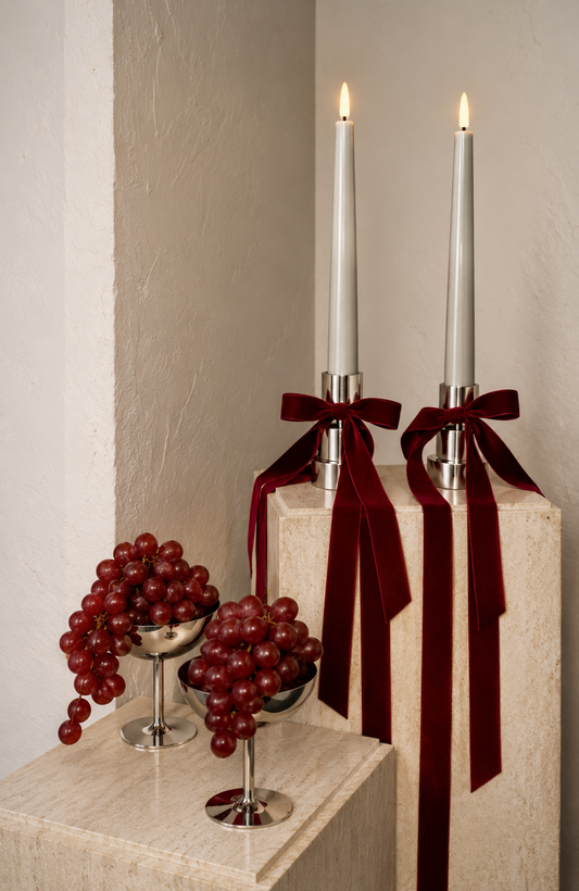 Pale Ash LED taper candles, set of 2, 21.5cm – Glo & Nest