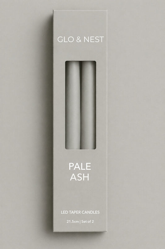 Set of 2 LED Taper Candles - Pale Ash