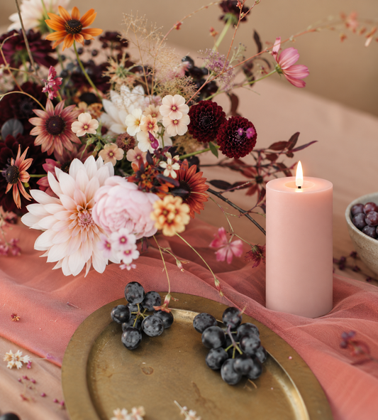 Powder Rose LED Pillar Candle – 15cm