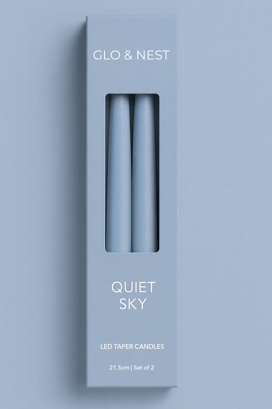 Set of 2 LED Taper Candles -Quiet Sky