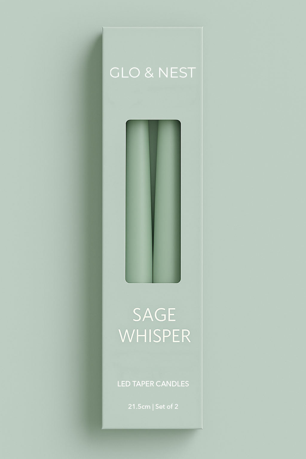 Set of 2 LED Taper Candles - Sage Whisper