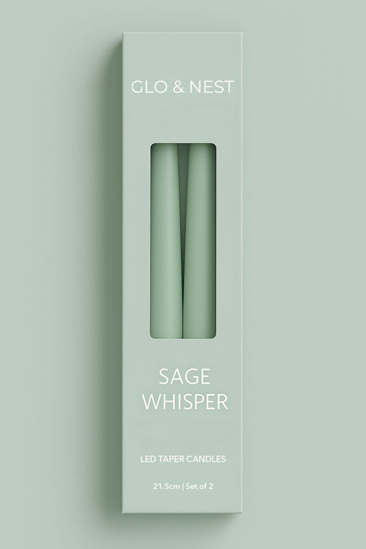 Set of 2 LED Taper Candles - Sage Whisper