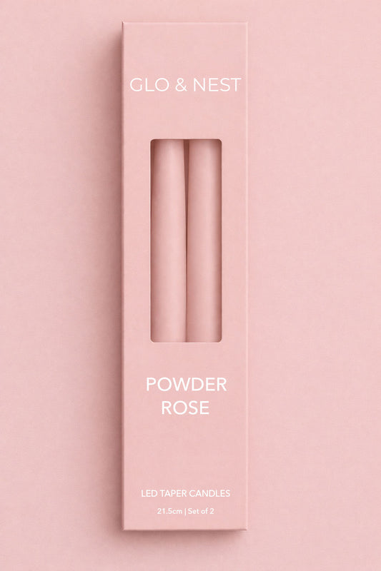 Set of 2 LED Taper Candles 21.5cm - Powder Rose