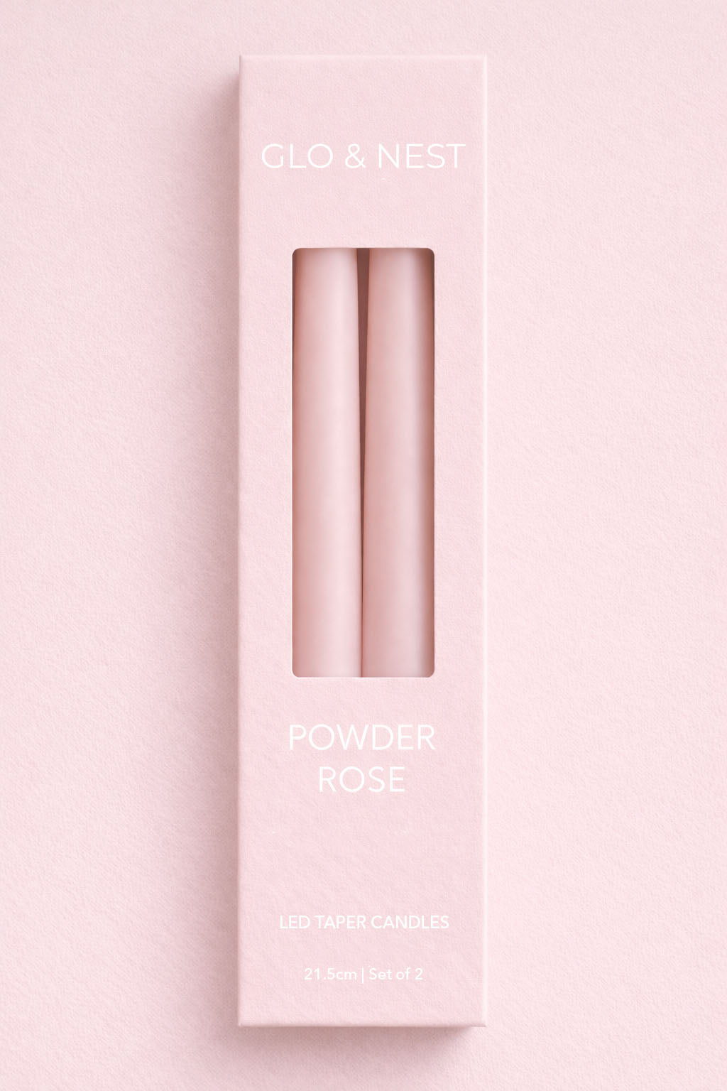 Set of 2 LED Taper Candles 21.5cm - Powder Rose