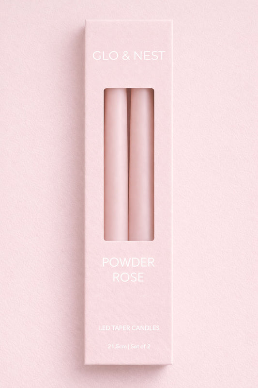 Set of 2 LED Taper Candles 21.5cm - Powder Rose