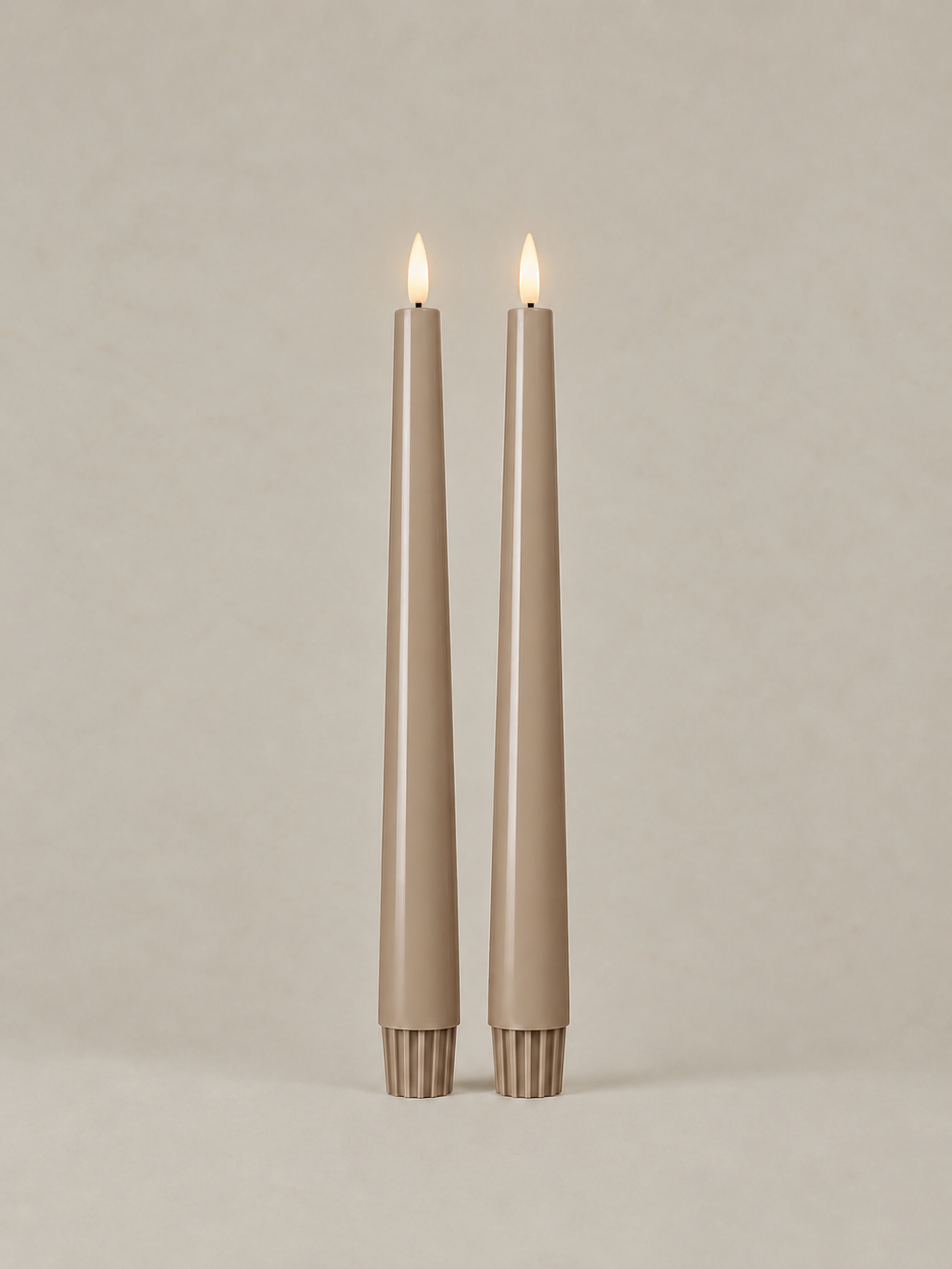 Warm Stone LED taper candles, set of 2, 21.5cm – Glo & Nest