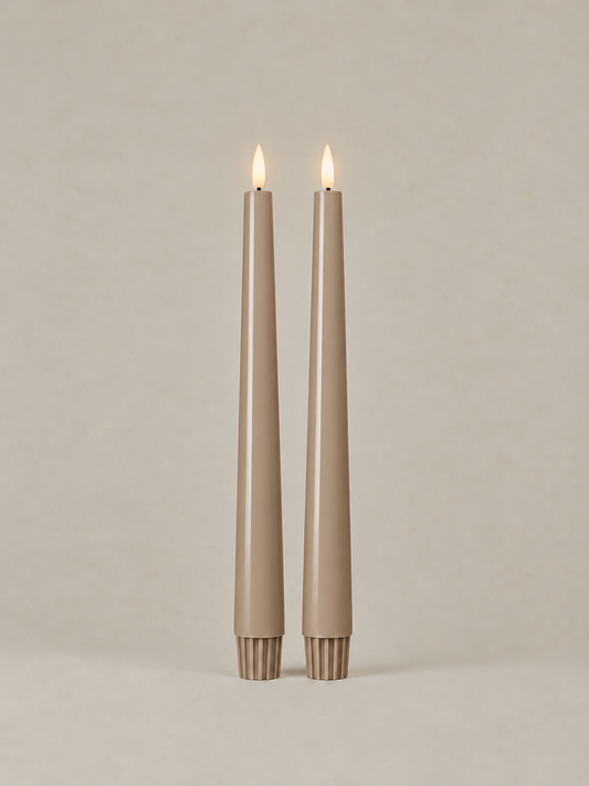 Warm Stone LED taper candles, set of 2, 21.5cm – Glo & Nest