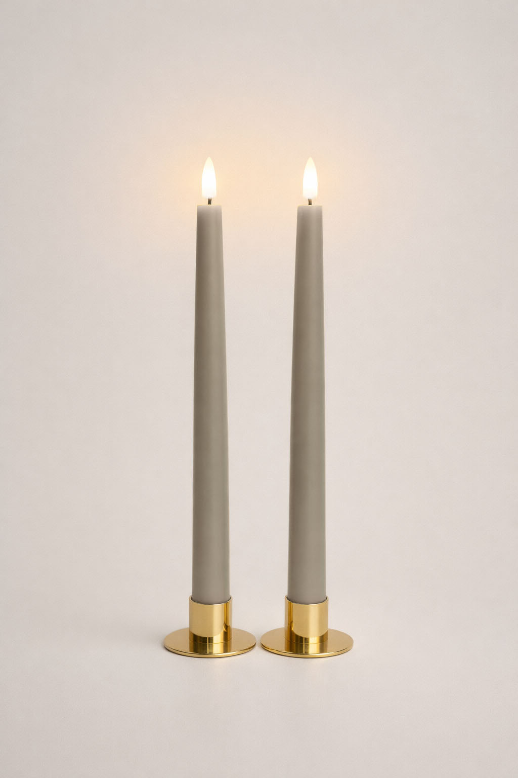 Set of 2 LED Taper Candles - Warm Stone