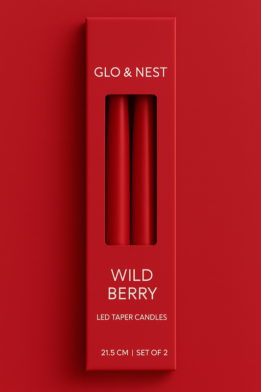 Set of 2 LED Taper Candles - Wild Berry