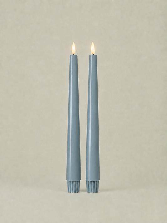 LED Taper Candles Set of 2 21.5cm – Nordic Mist | Real Wax