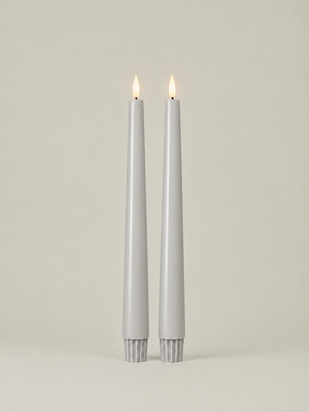 LED Taper Candles Set of 2 21.5cm – Pale Ash | Real Wax