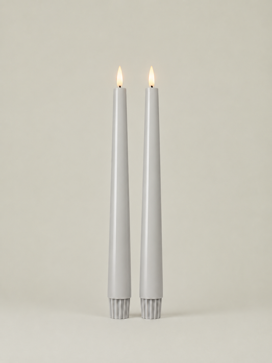 LED Taper Candles Set of 2 21.5cm – Pale Ash | Real Wax