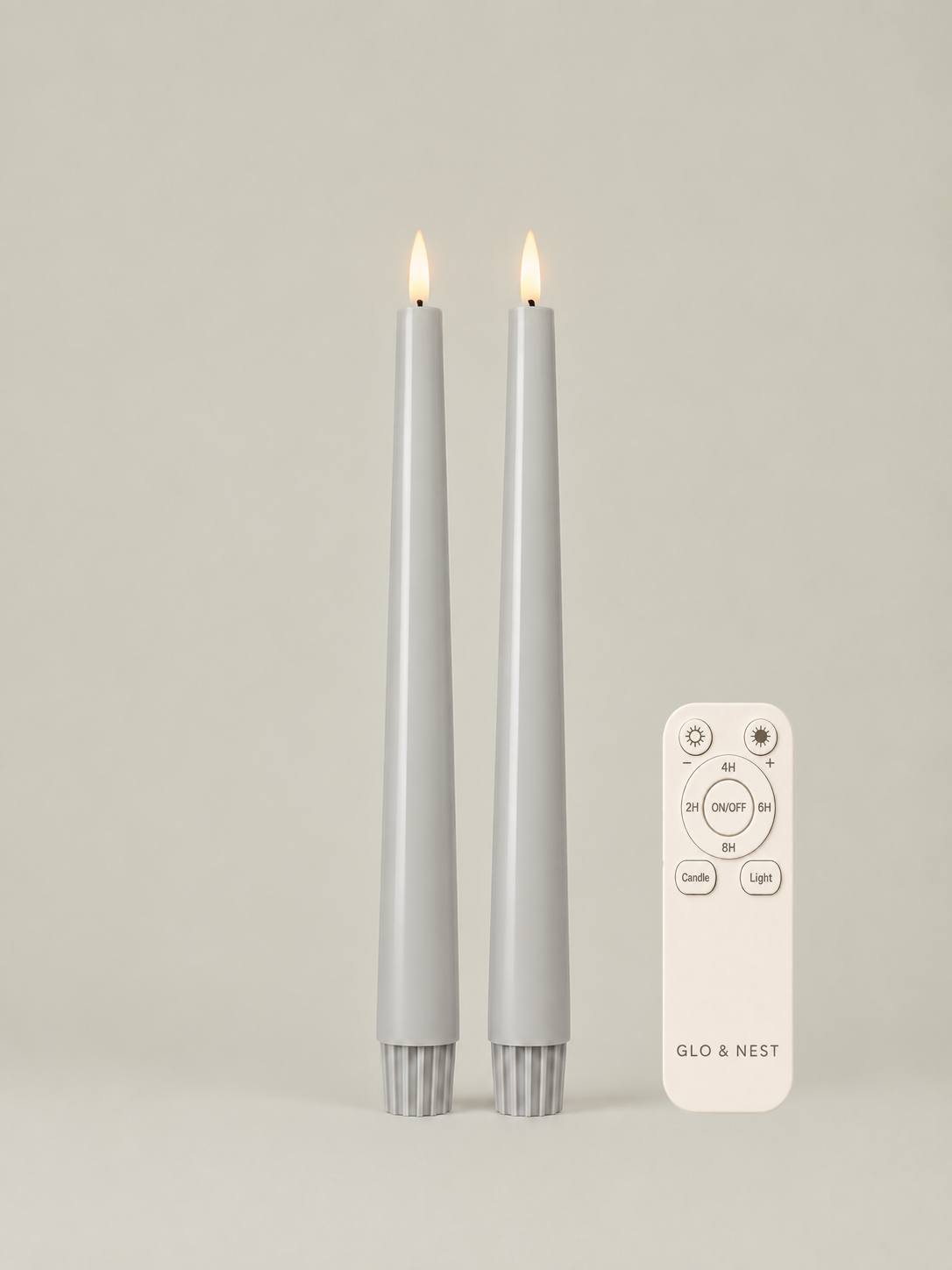 LED Taper Candles Set of 2 21.5cm – Pale Ash | Real Wax